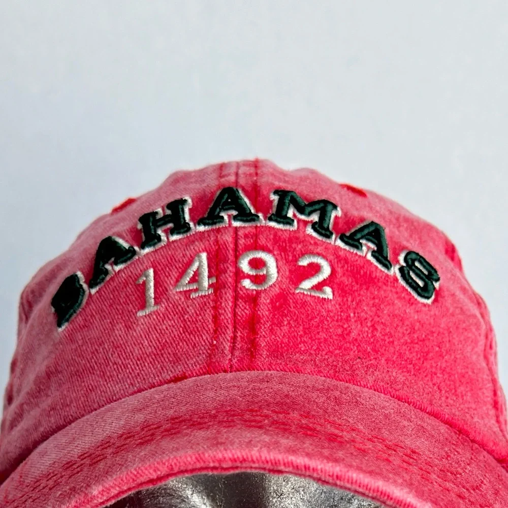 Bahamas 1492 Red Baseball Cap Souvenir Hat Vacation Travel Adjustable Unisex